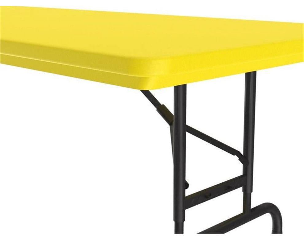 Correll 22-32 Adjustable Height H-D Plastic Blow-Molded Folding Table Yellow