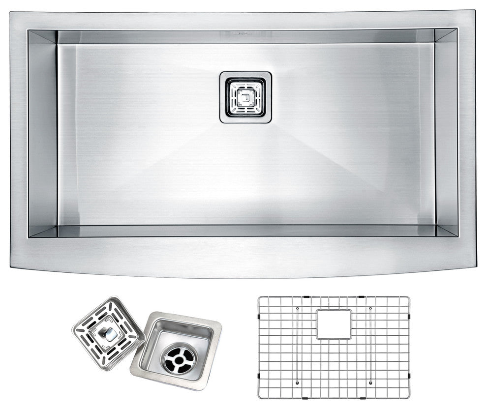 Stainless Steel 32" 0-Hole Single Bowl Kitchen Sink,Brushed Satin