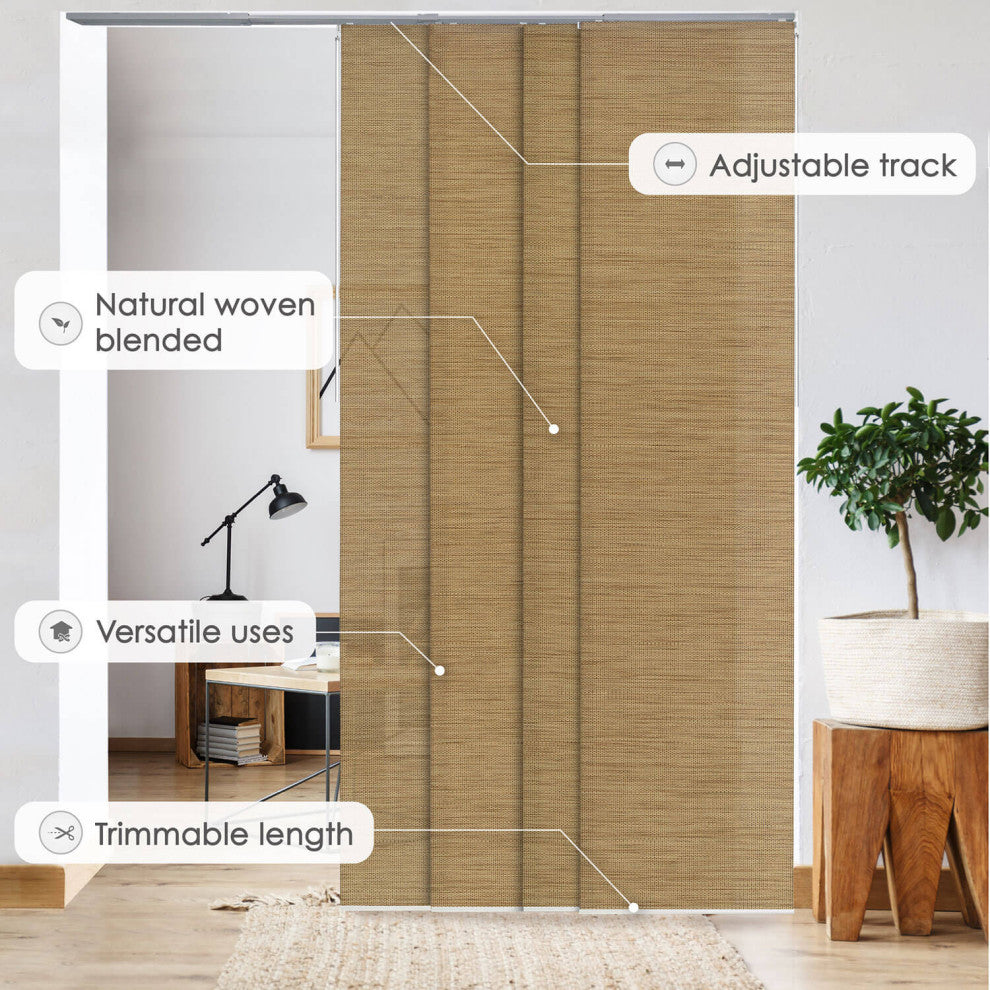 Adjustable Sliding Panel Track Blind 45.8"-86" W x 96" L, Zen, Pecan