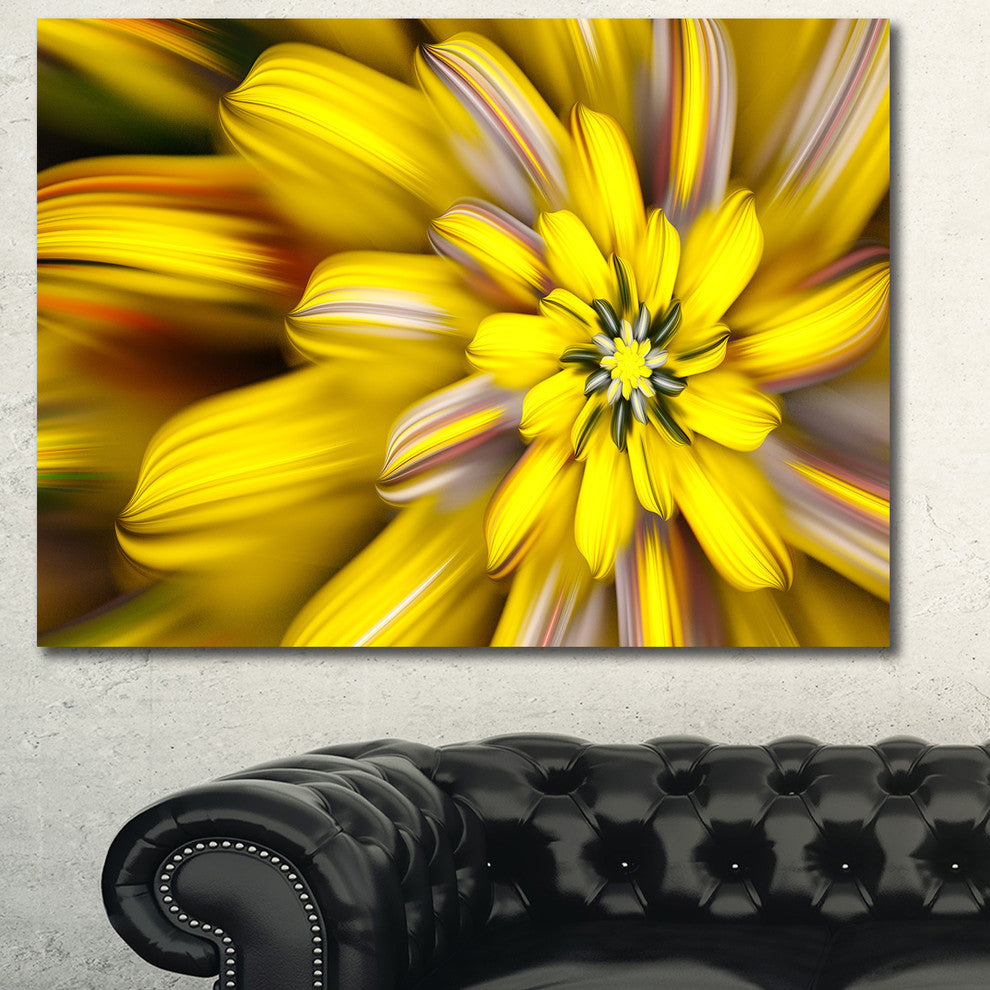 Massive Yellow Fractal Flower, Floral Canvas Art Print, 40"x30"