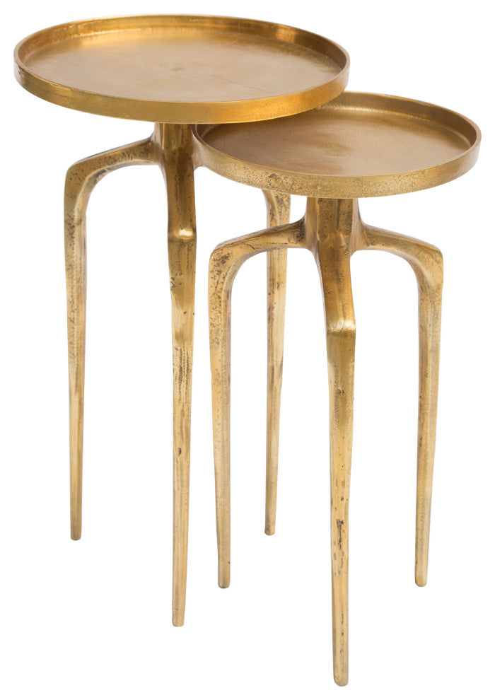 Set of 2 Como Accent Tables Antique Gold