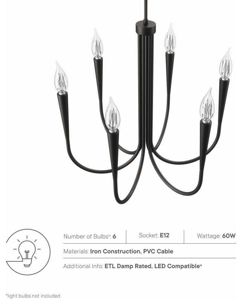 Penrose 6-Light Chandelier, Black