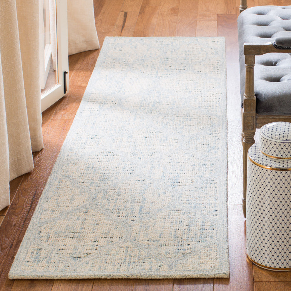 Safavieh Couture Abstract Collection, ABT474 Rug, Ivory/Turquoise, 2'3"x8'