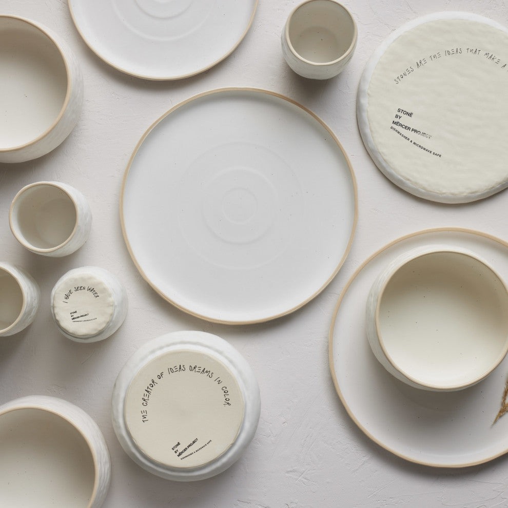 Stone by Mercer Project SHOSAI Stoneware 16 Piece Dinnerware Set, White Speckled