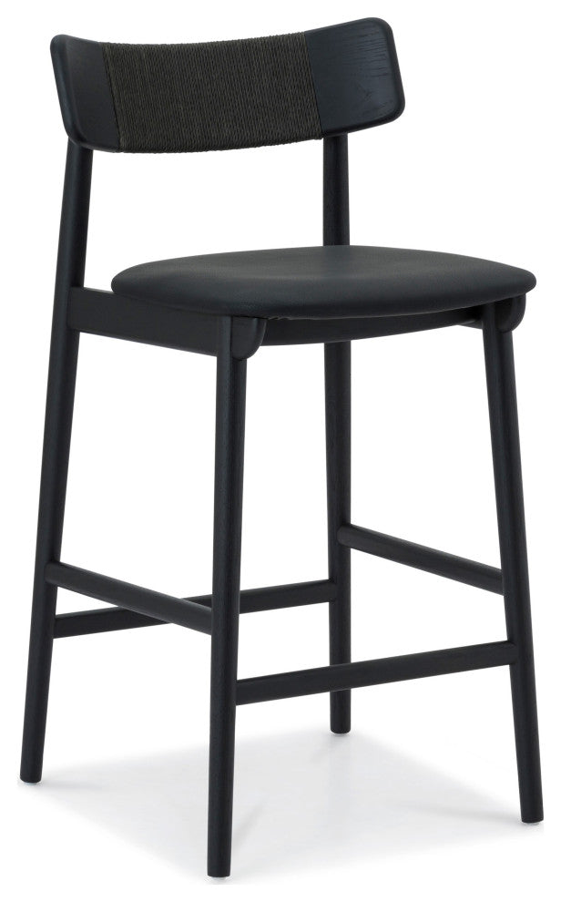 Converse Leather Solid Oak Counter Stool