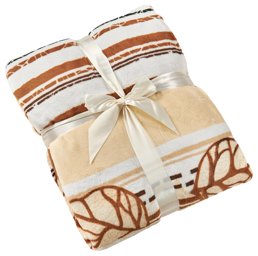 Floral Printed Flannel Throw, Leaves