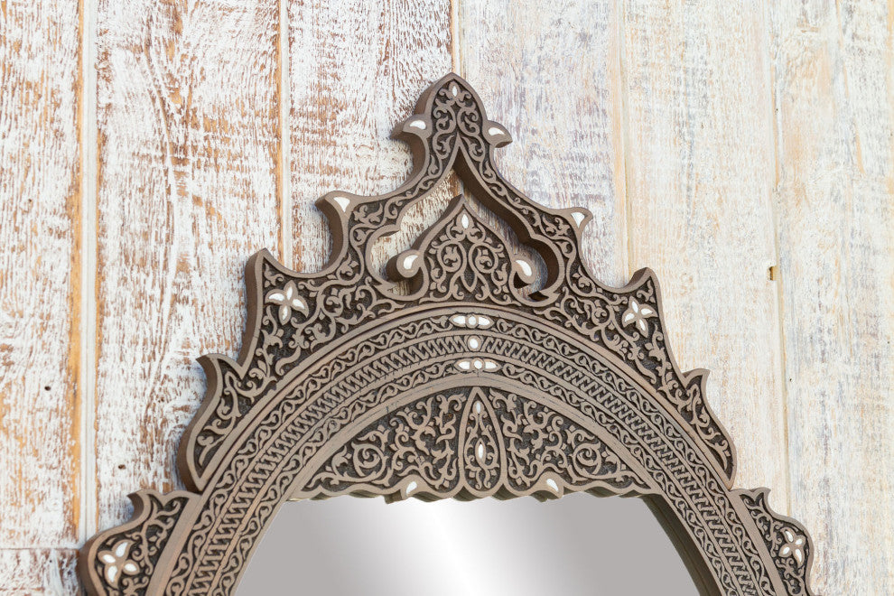 Finely Carved and Inlaid Mirror