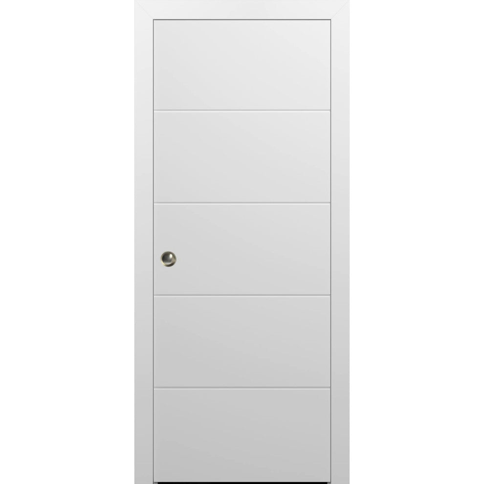 Sliding Pocket Door 24 x 96, Planum 0770 Painted White, Rail
