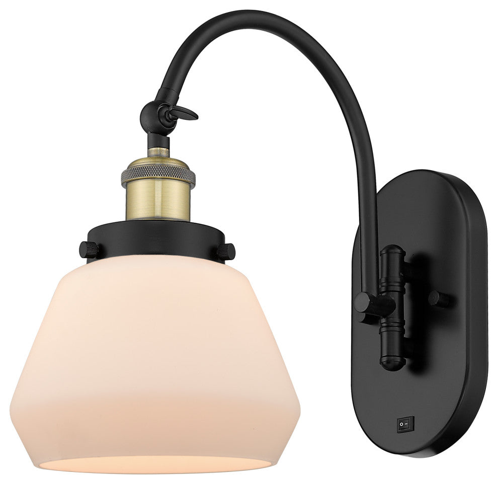 Innovations 918-1W-BAB-G171-LED Fulton 1 Light 7" Sconce, Black Antique Brass