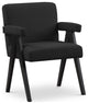 Woodloch Boucle Fabric Upholstered Accent Chair, Black, Black Finish