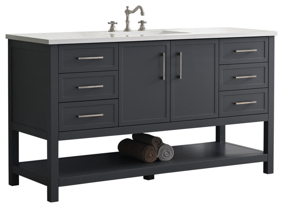 Arlo 60" Bathroom Vanity, Dark Gray