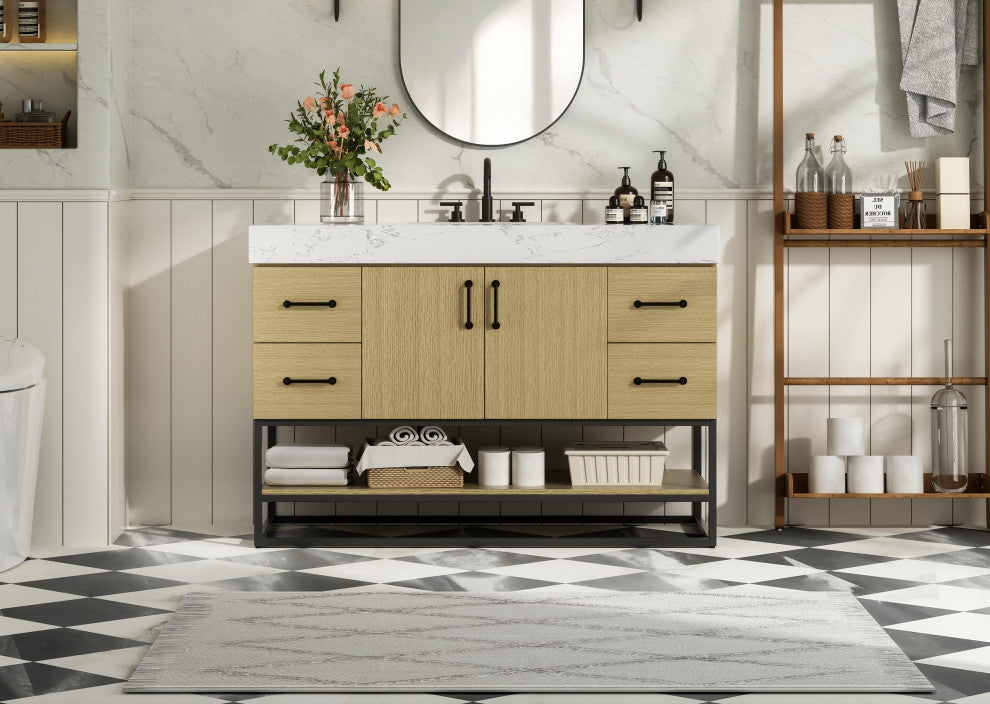 Home Living 48" Single Bathroom Vanity, Honey Brown