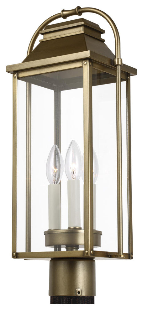 Wellsworth Post Lantern, Painted Distressed Brass