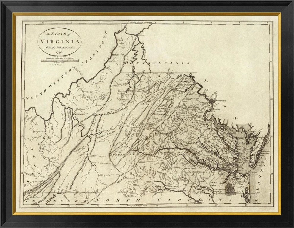 "State of Virginia, 1796" Framed Canvas Giclee by John Reid, 40x31"