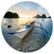 Boat Docked At Beautiful Sunset, Seashore Round Wall Art, 36"