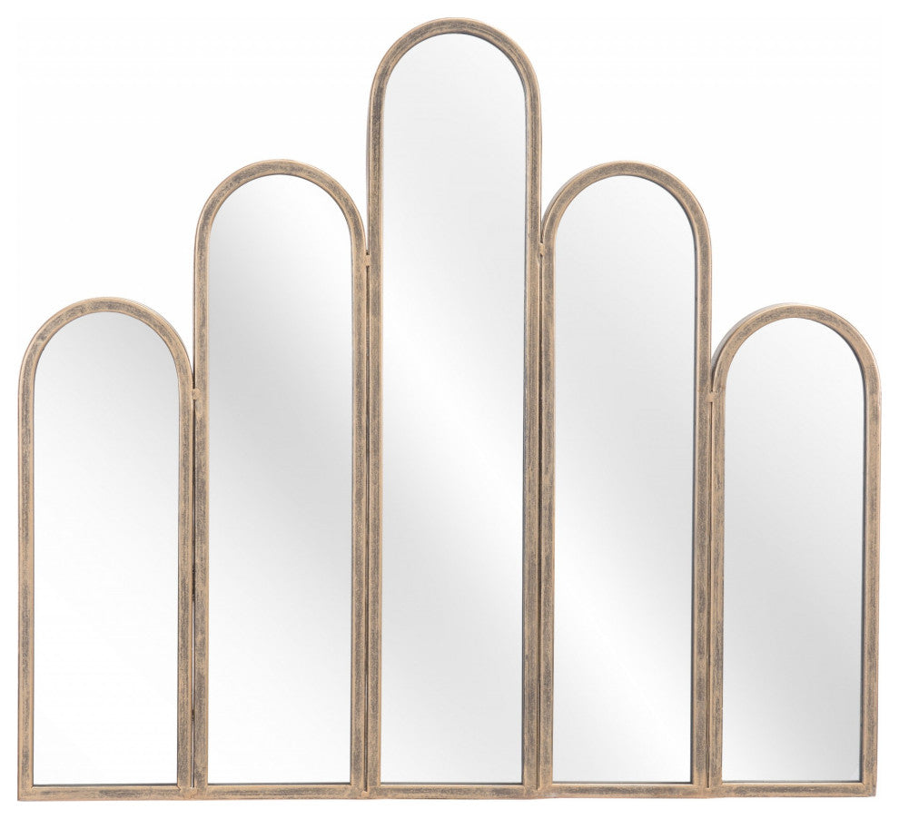 Antiqued Gold Deco Shape Mirror