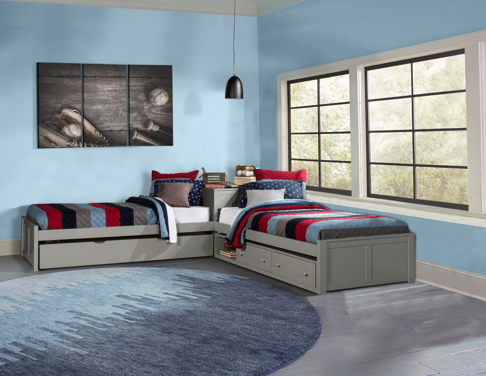 Hillsdale Pulse Wood Twin L-Shaped Bed With Storage and Trundle