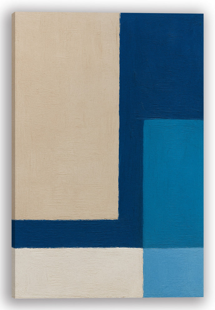 Modern Blue Blocks "“ Hand-Painted Geometric Painting Art