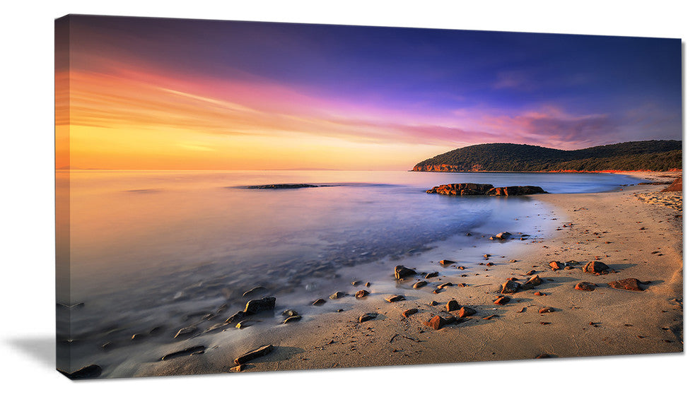 "Sunset in Cala Violina Bay Beach" Seashore Wall Art, 1 Panel, 60"x28"