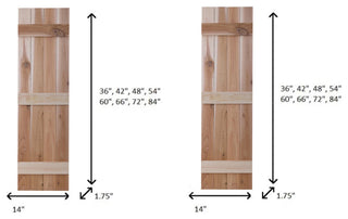 Traditional Board and Batten Exterior Shutters Pair, Unfinished, 66"