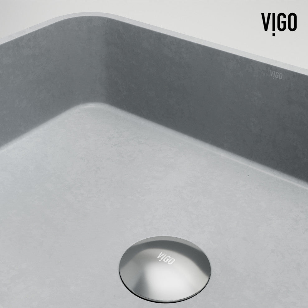 VIGO Cadman 18"L x 13"W x 5"H Concreto Stone Rectangular Bathroom Vessel Sink
