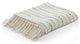 Shimmer Stripe Woven Throw Blanket with Fringe, Teal