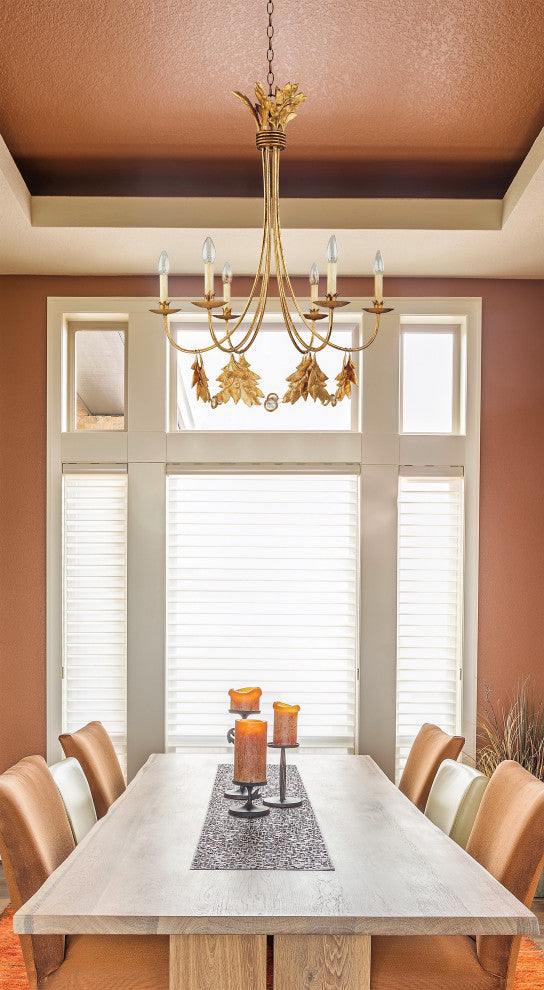 6-Light Distressed Gold 30"D Sweet Olive Chandelier