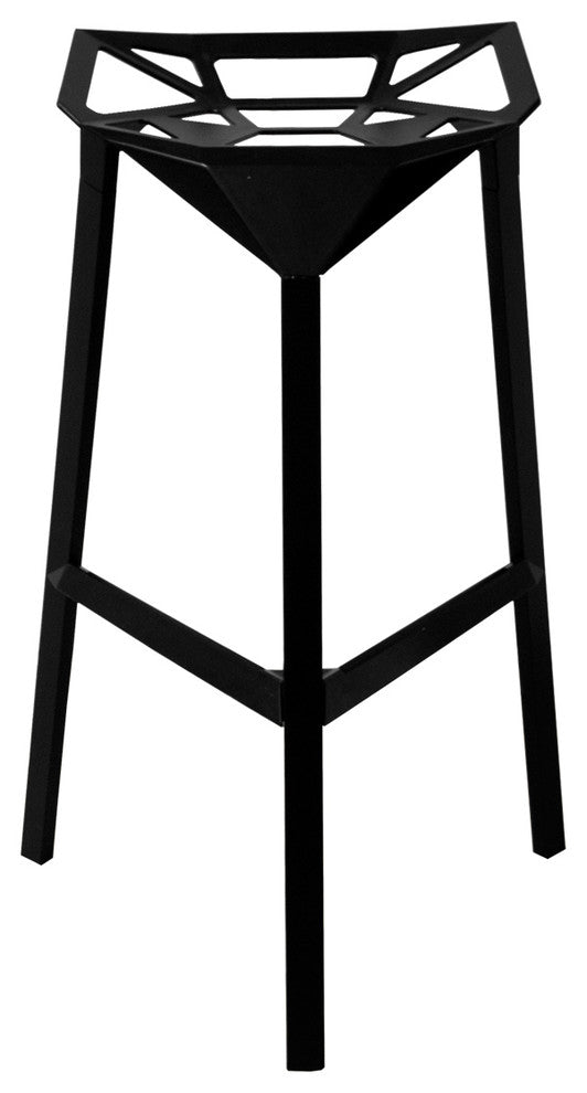 Mod Made Geometric Aluminum Modern Barstool, Set of 2, Black