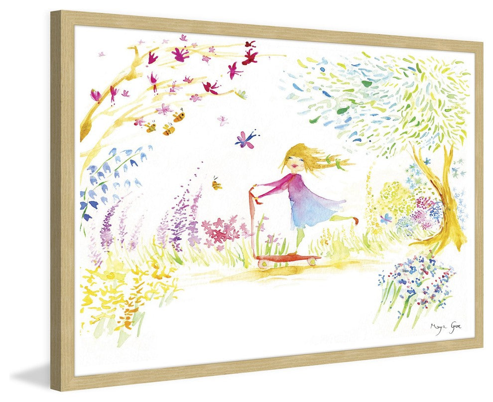 Marmont Hill, "Girl at Park" by Maya Gur Framed Painting Print, 30x20
