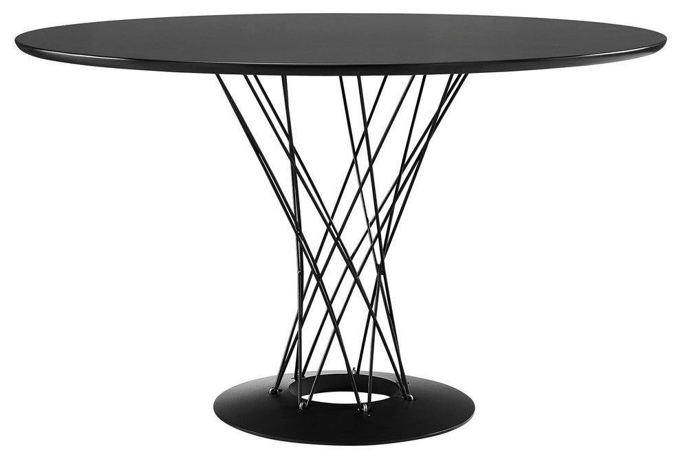 Modern Black Cyclone Round Wood Top Dining Table