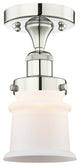 Canton-1 Light 5" Semi-Flush Mount-Polished Nickel, Matte White Glass Shade