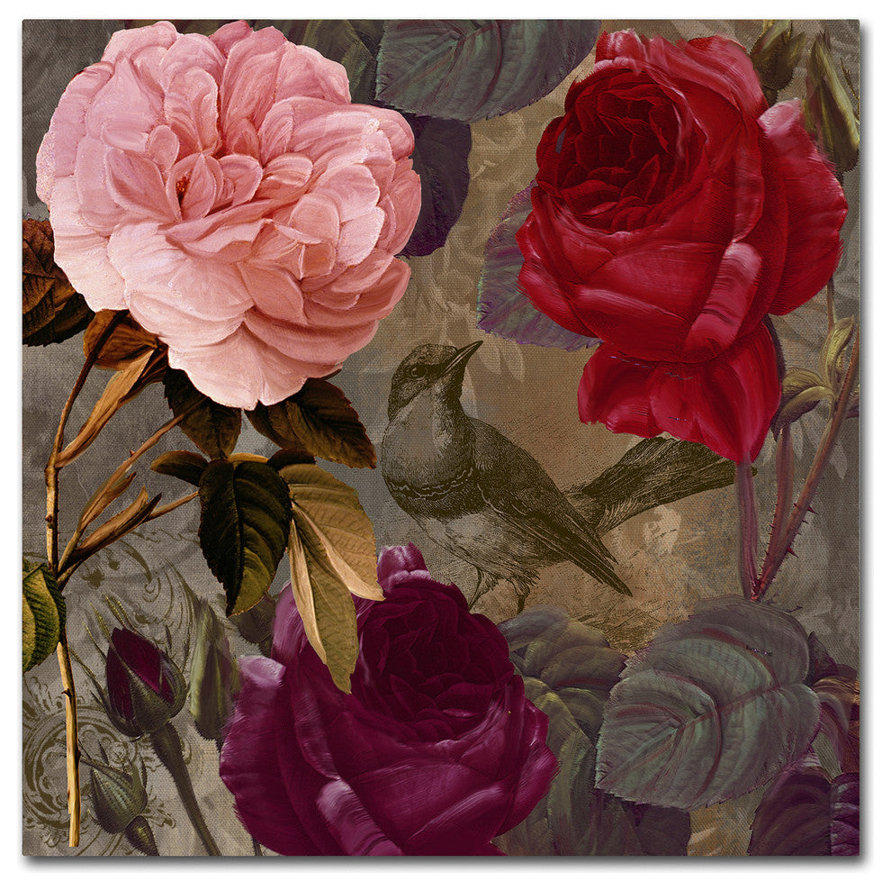 Color Bakery 'Birds and Roses' Canvas Art, 14"x14"