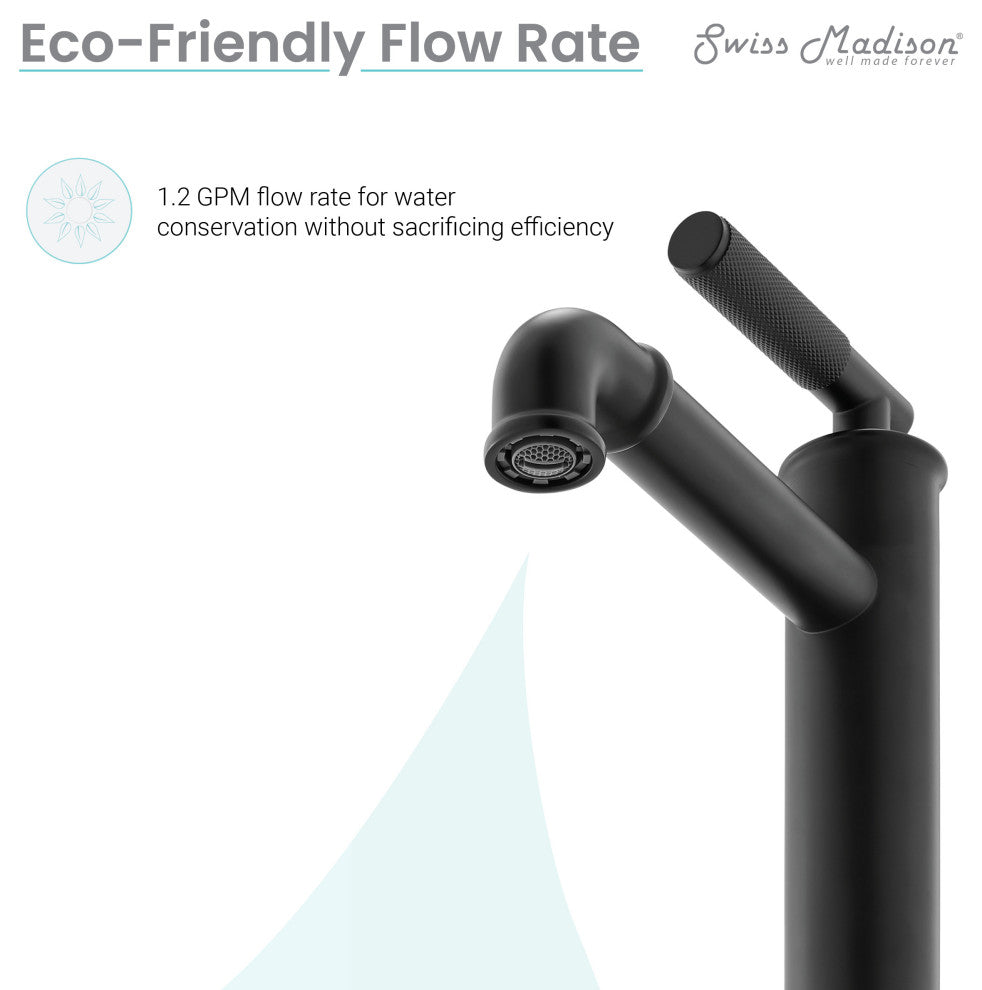 Avallon Single Hole Sleek, High Arc Bathroom Faucet, Matte Black