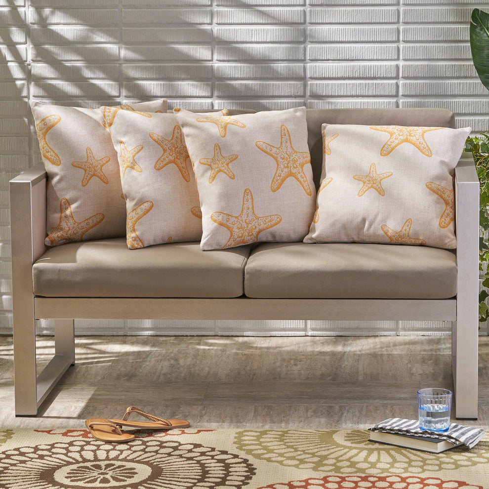 GDF Studio Zona Outdoor 18" Water Resistant Square Pillows, Set of 4
