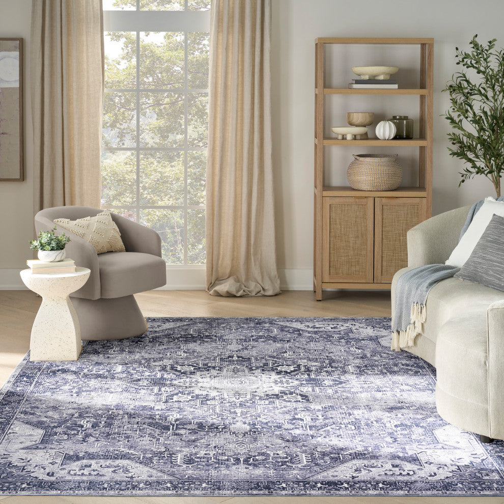 Nourison Nourison Washables 8' x 10' Charcoal Grey Vintage Indoor Rug