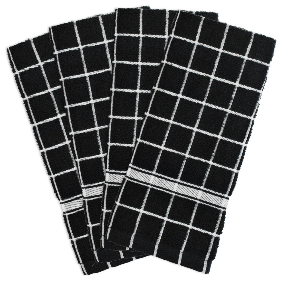 DII Black Solid Windowpane Terry Dishtowel (Set of 4)