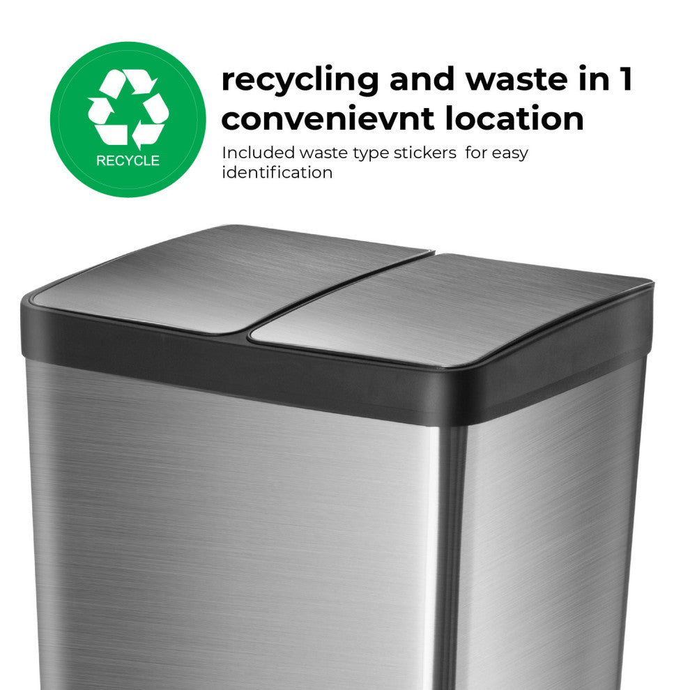 Home Zone Living 15.8 Gallon Dual Kitchen Trash Can in-Home Recycling Bin