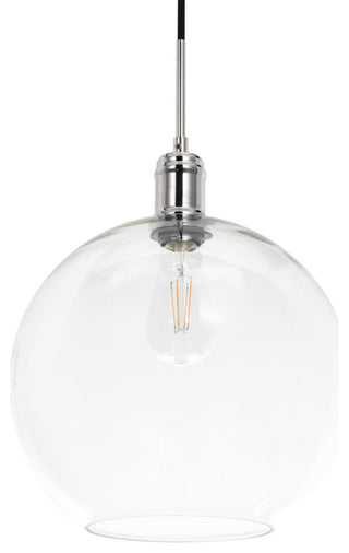Living District Emett 1-Light Metal Pendant in Chrome and Clear Glass Finish