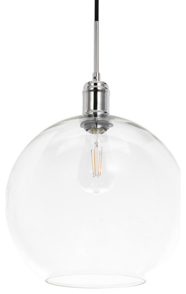 Living District Emett 1-Light Metal Pendant in Chrome and Clear Glass Finish