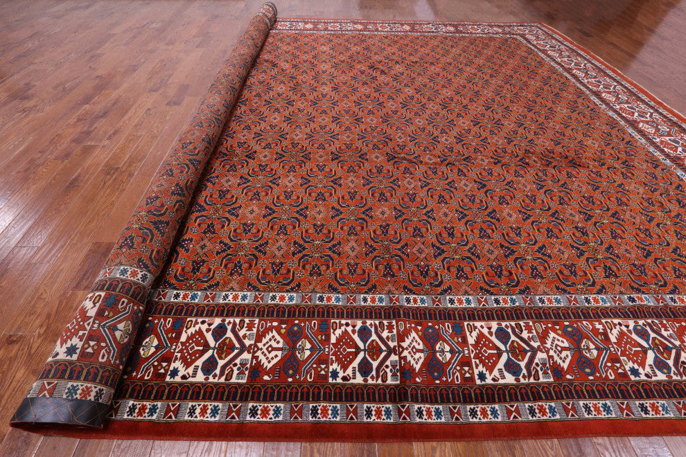 15' 8" X 25' 5" Fine Persian Bijar Handmade Wool On Wool Rug Q9443