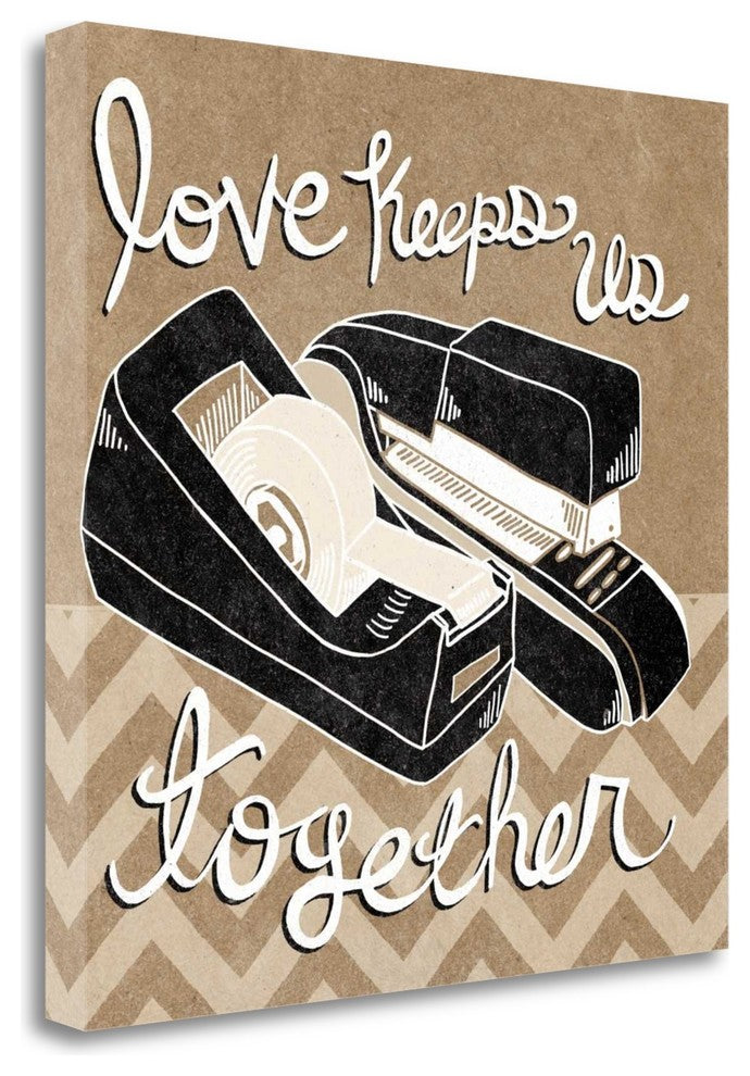 "Love Keeps Us Together Taupe" By Mary Urban, Giclee on Gallery Wrap Canvas