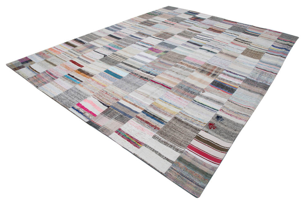 Rug N Carpet - Handmade Oriental 9' 11'' x 13' 2'' Vintage Patchwork Kilim Rug
