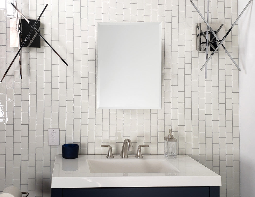 Frameless Square Beveled Mirror, 22" X 28"