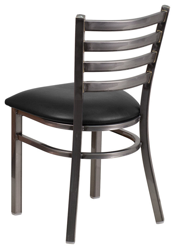 Hercules Series Clear Coated Ladder Back Metal Dining Chair, Black, Clear, 16.50