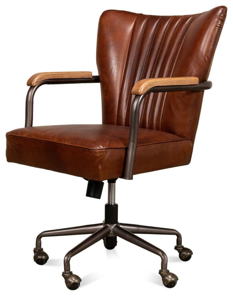 Industrial Style Leather Desk Chair
