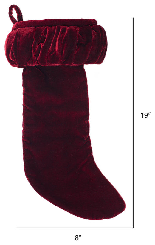 Vickerman Qtx17770 8"X19" Plush Wine Velvet Christmas Stocking
