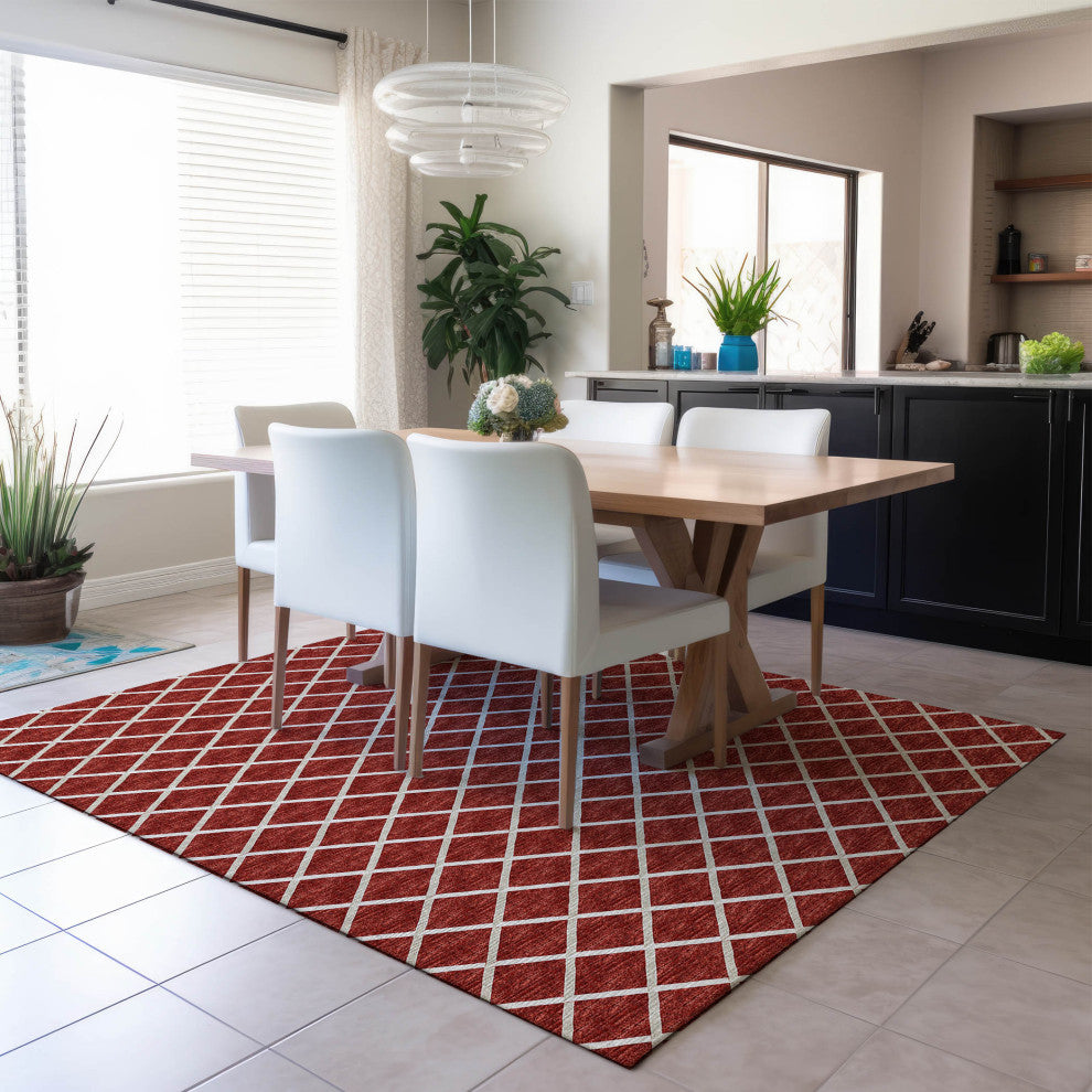 Indoor/Outdoor York YO1 Red Machine Washable 3' x 5' Rug
