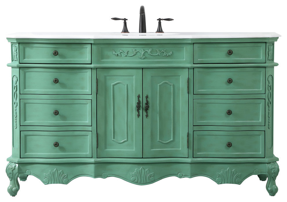 Bathroom Vanity, Vintage Mint, 60", Single Sink