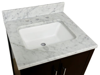 California 24" Bathroom Vanity, Chocolate, Carrara Marble