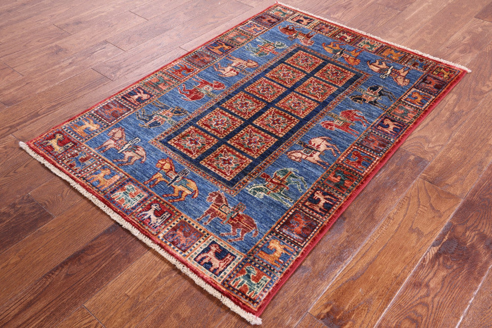 2' 9" X 4' 1" Antiqued Pazyryk Historical Design Hand-Knotted Rug Q10948